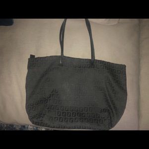 Fendi East-west Zucchino Black Canvas Tote